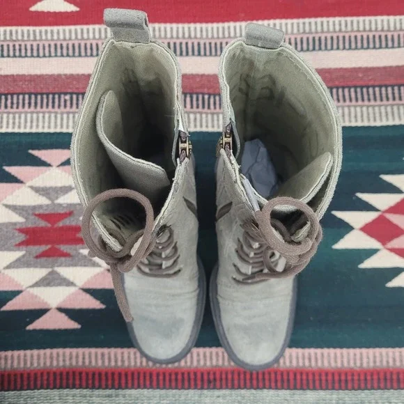 Vintage 1990s Esprit Military Combat Lace Up Boots Sz 7 Green Chunky Trooper‎ - Picture 2 of 11